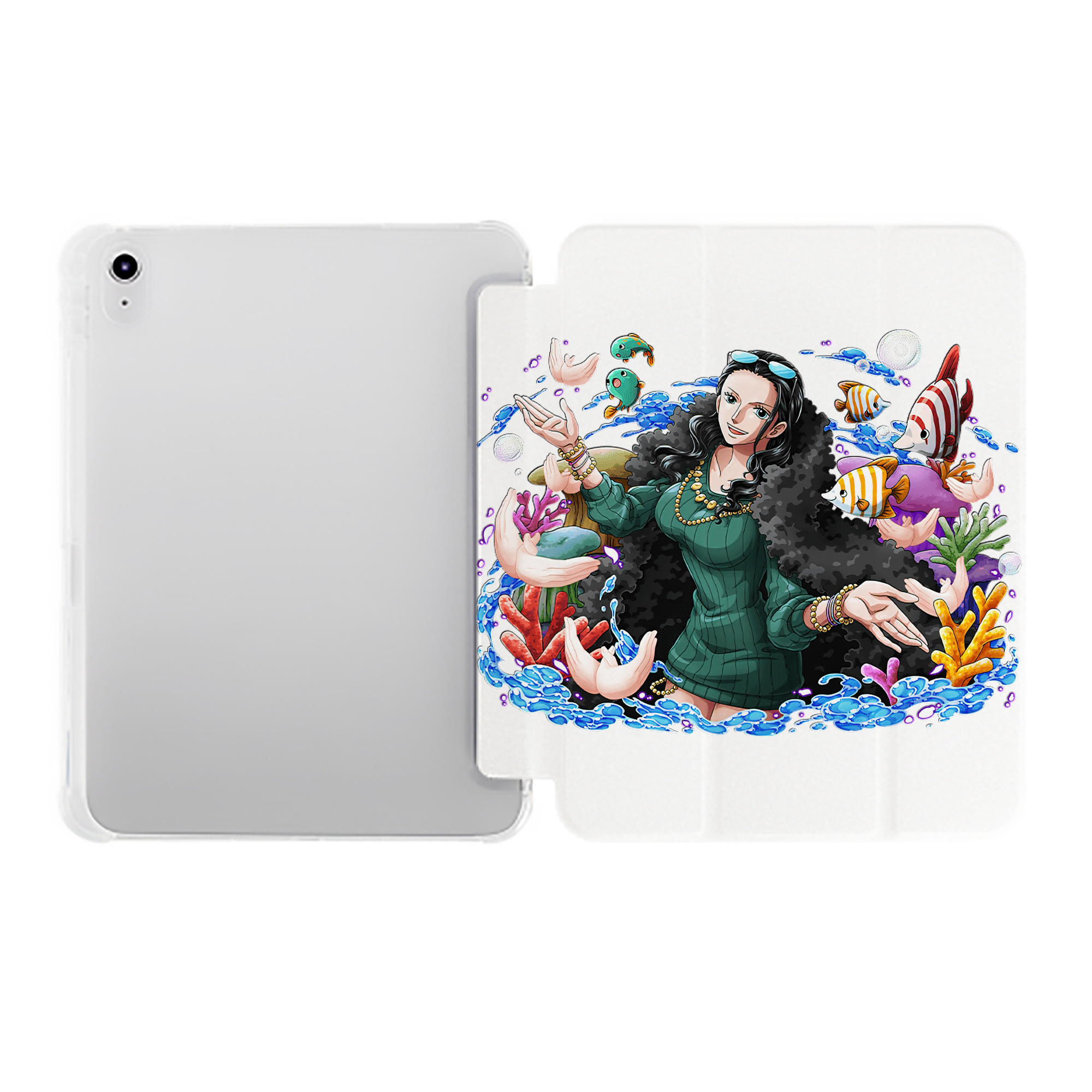（画像用） ワンピース ニコ・ロビン ONE PIECE Nico Robin IPad ケース ペン収納付き 三つ折りスタンド PUレザー×シリコン 対応機種9.5/10.5/10.9インチ